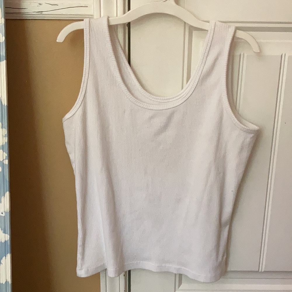 Athletic Works solid white ribbed tank